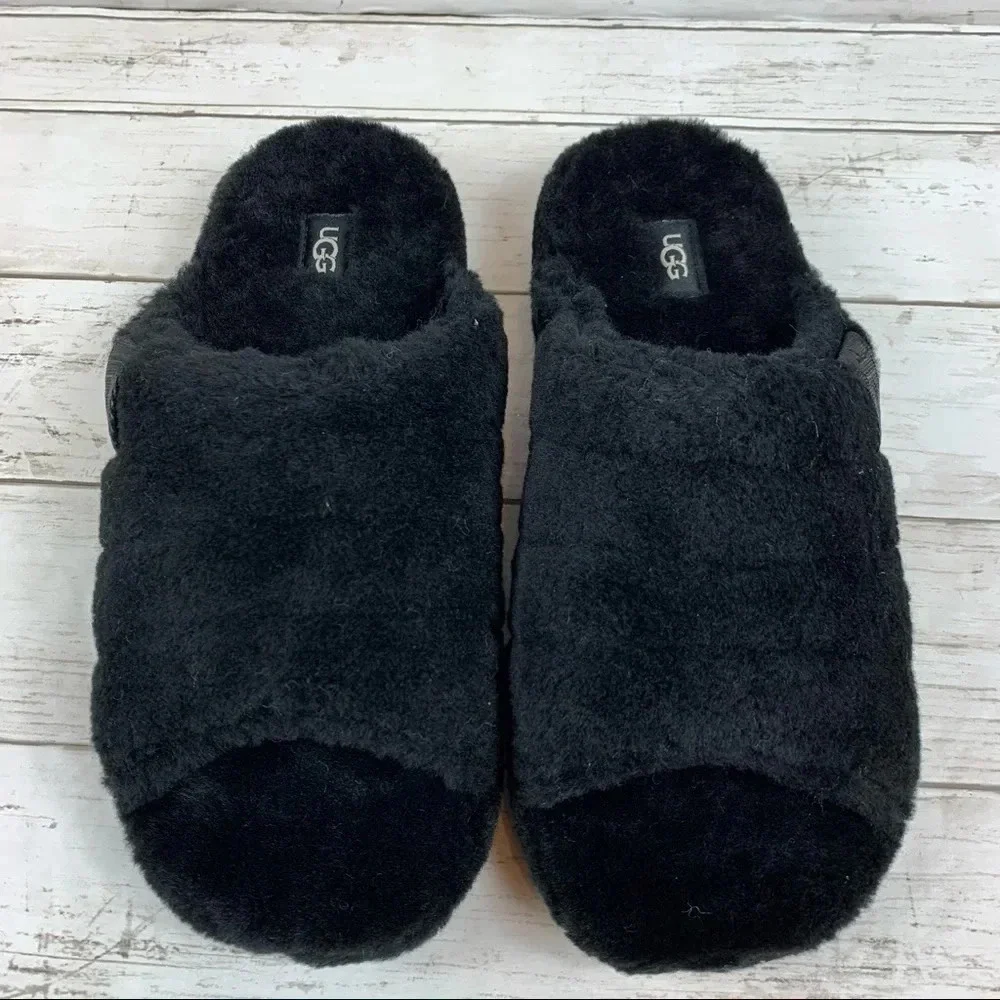 UGG Fluff You Black Slippers